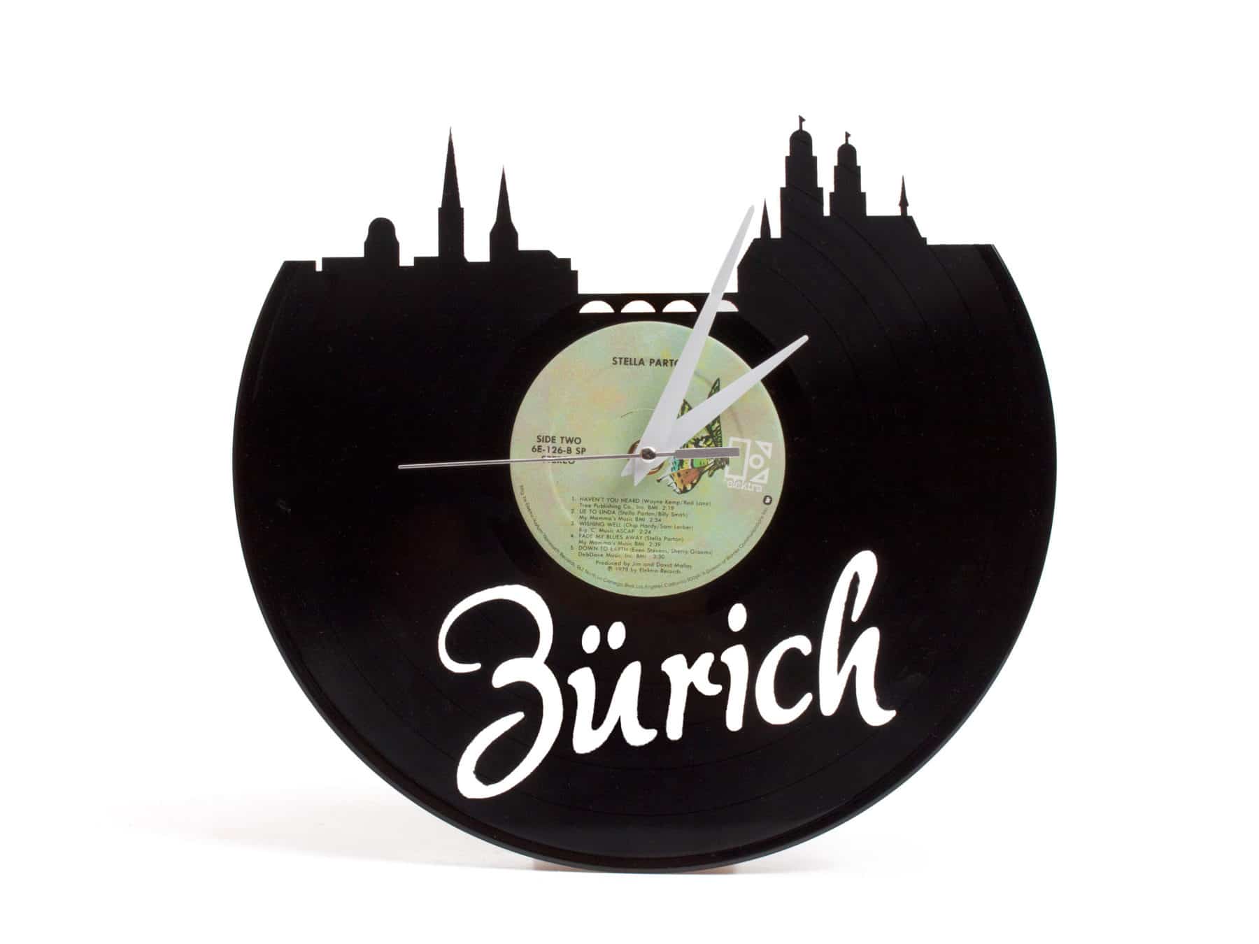 Schallplattenuhr Zuerich Schweiz Upcycling Recycling KURTS.ch