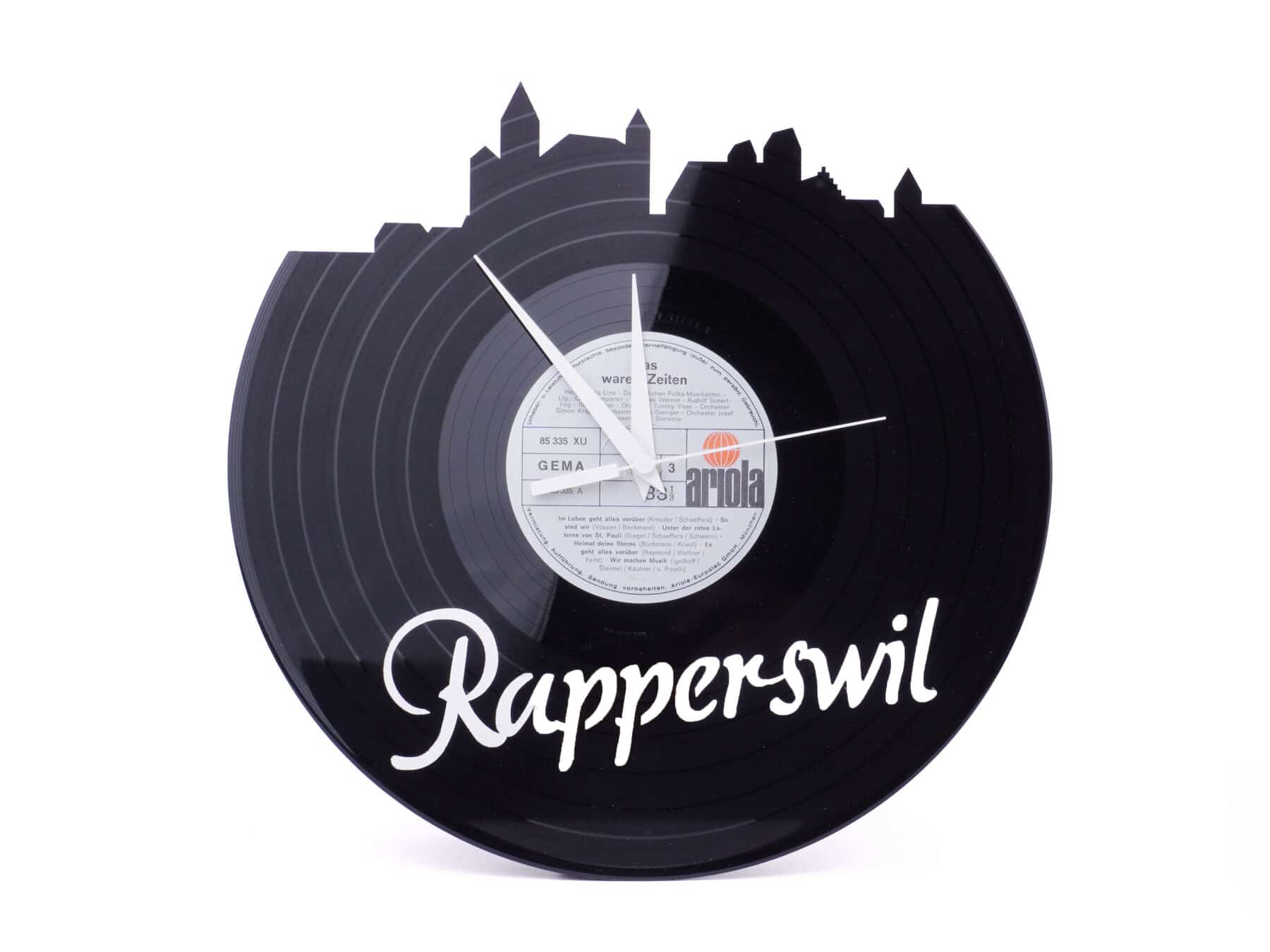 Schallplattenuhr Upcycling Stadt Rapperswil limited edition