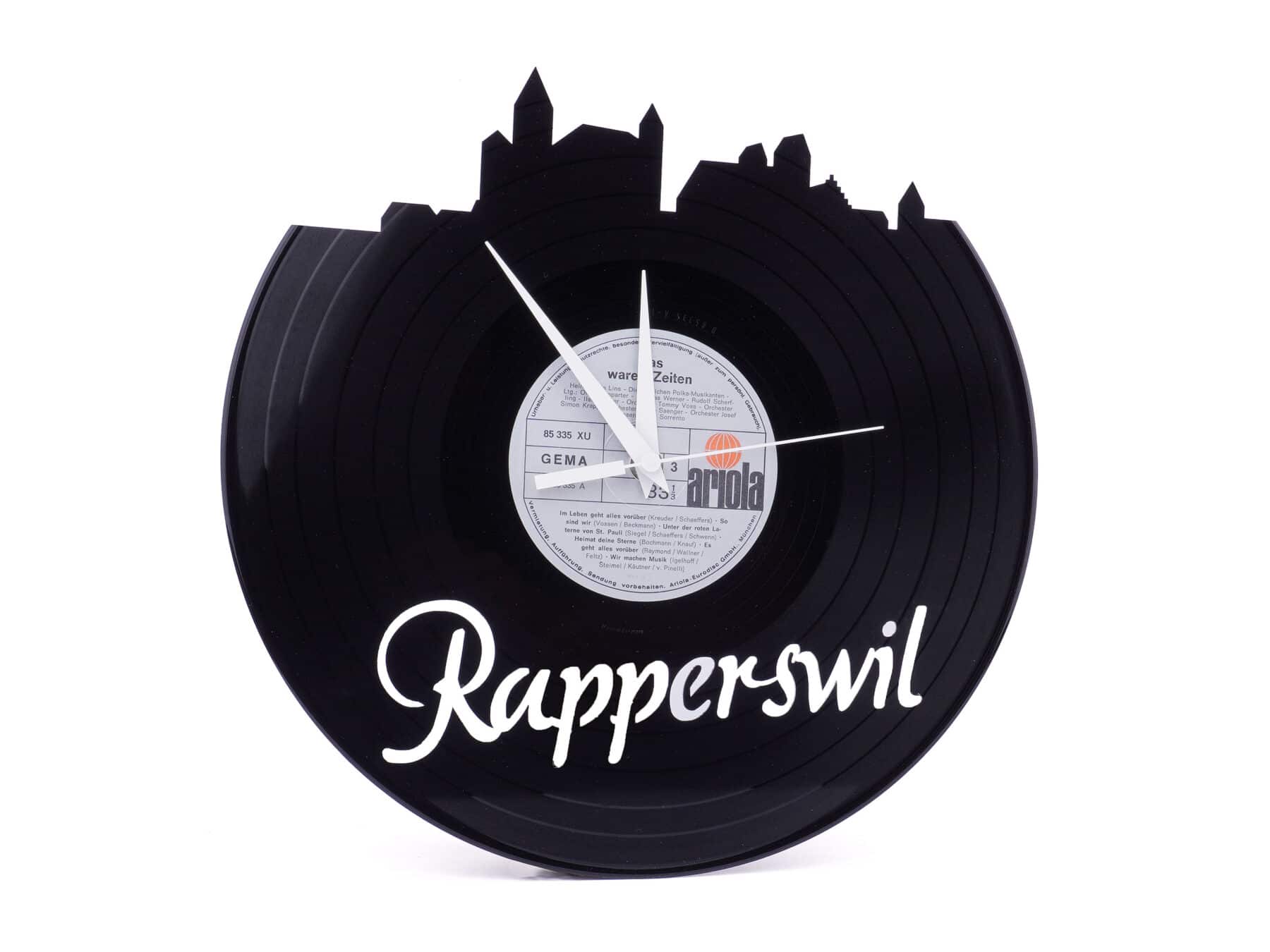 Schallplattenuhr Upcycling Stadt Rapperswil limited edition Kurts.ch