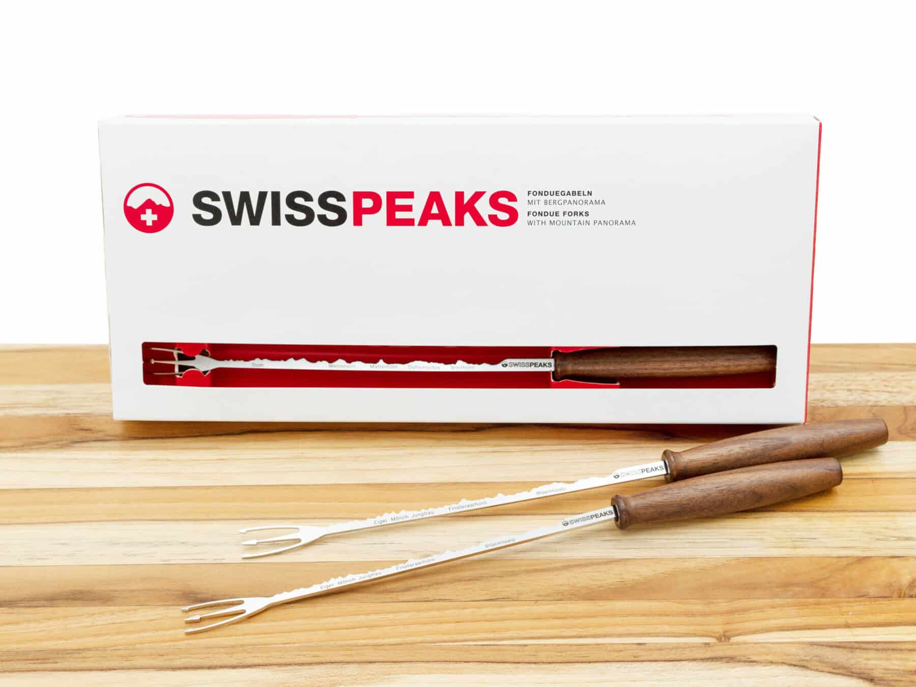 Fonduegabeln mit Schweizer Bergpanoramen Swiss Peaks swiss made Swiss Alps Edition