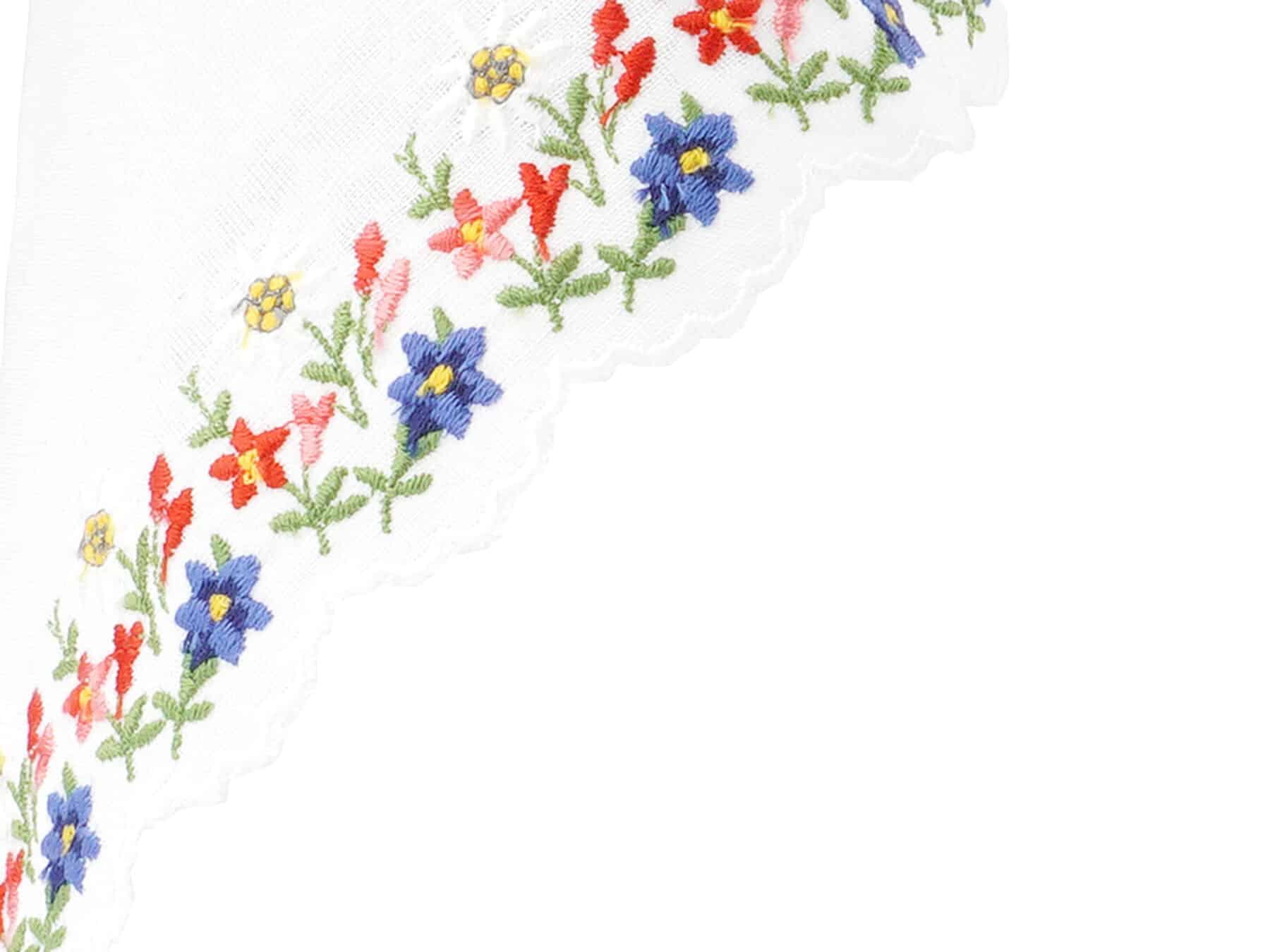 Taschentuch bestickt Schweizer Blumen 30x30cm swiss made