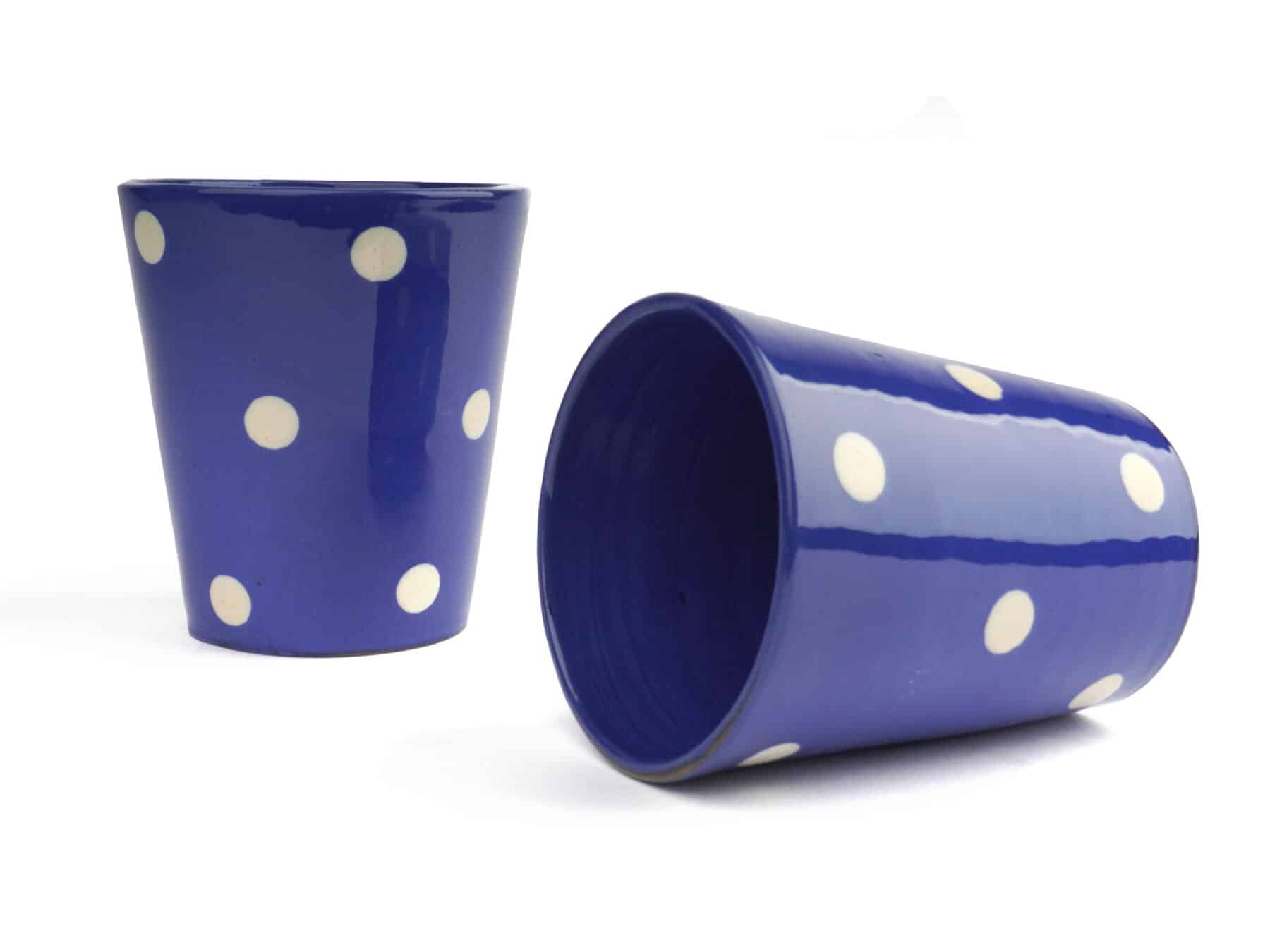 Becher Keramik 3.5dl Tupfen blau weiss swiss made