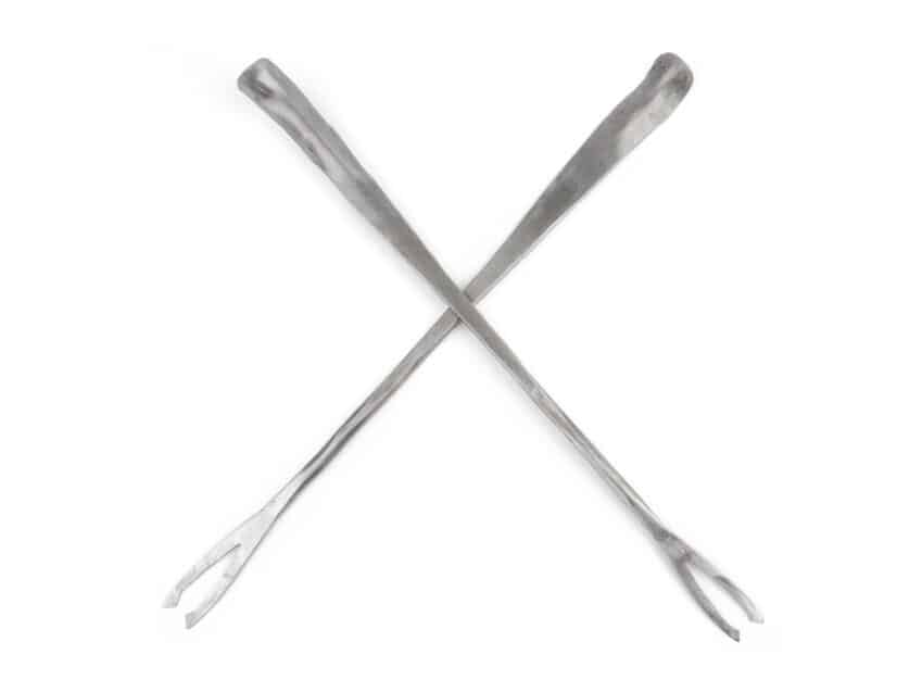 Schweizer Geschenke Schweizer Produkte Fonduegabeln aus Metall, handgeschmiedet Thomas Lampert Guarda, 2er Set