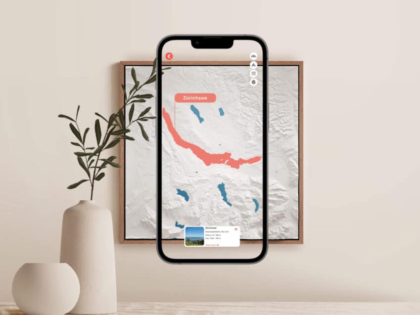 Schweizer Geschenke Schweizer Produkte Schweiz Gipsabdruck Landschaftsrelief 3D Buchenholzrahmen AR APP