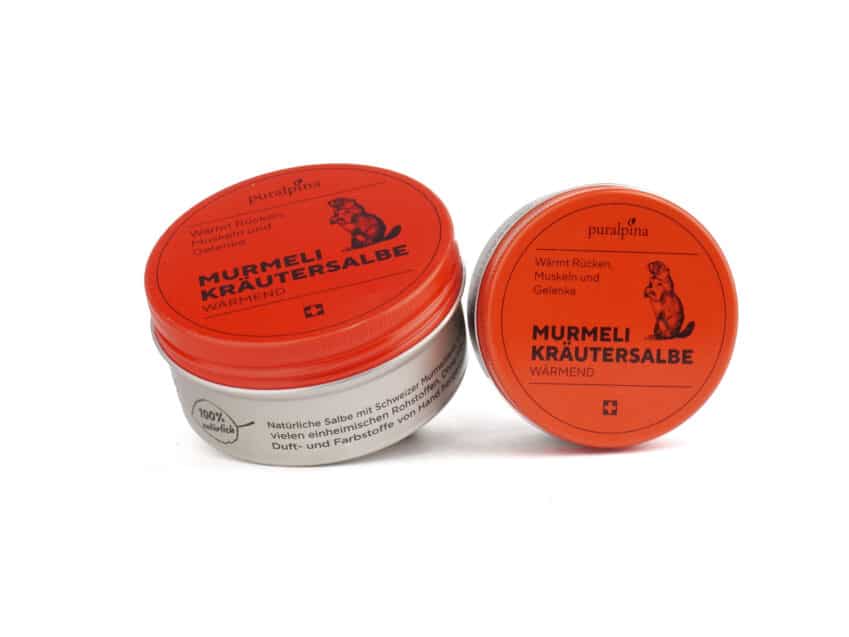 Schweizer Geschenke Schweizer Produkte Murmeli Kraeutersalbe waermend Puralpina KURTS.ch