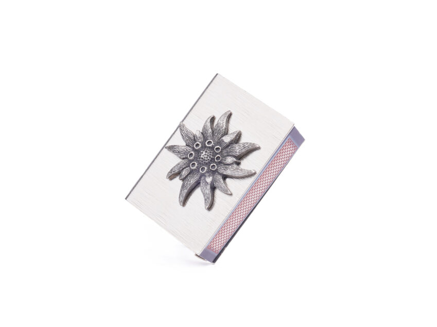 Schweizer Geschenke Schweizer Produkte Zuendholzschachtel Edelweiss Metall klein swissmade