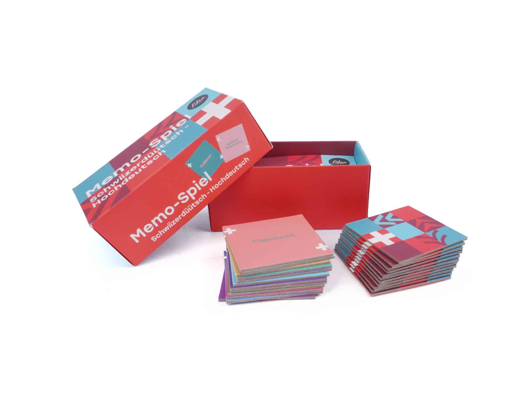 Schweizer Geschenke Schweizer Produkte Memospiel Memory Schwiizerduetsch Schweizerdeutsch - Hochdeutsch swissmade