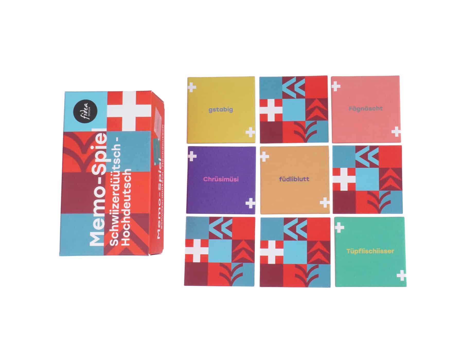 Schweizer Geschenke Schweizer Produkte Memospiel Memory Schwiizerduetsch Schweizerdeutsch - Hochdeutsch swissmade