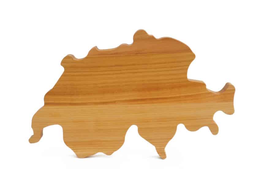Schweizer Geschenke Schweizer Produkte Servierbrett Schneidebrett Kontur Schweiz swiss made Schweizer Kirschbaumholz